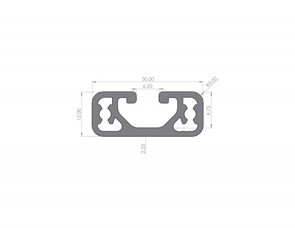 Aluminiumprofil 12x30 Nut 6 Leicht I-Typ Schwarz